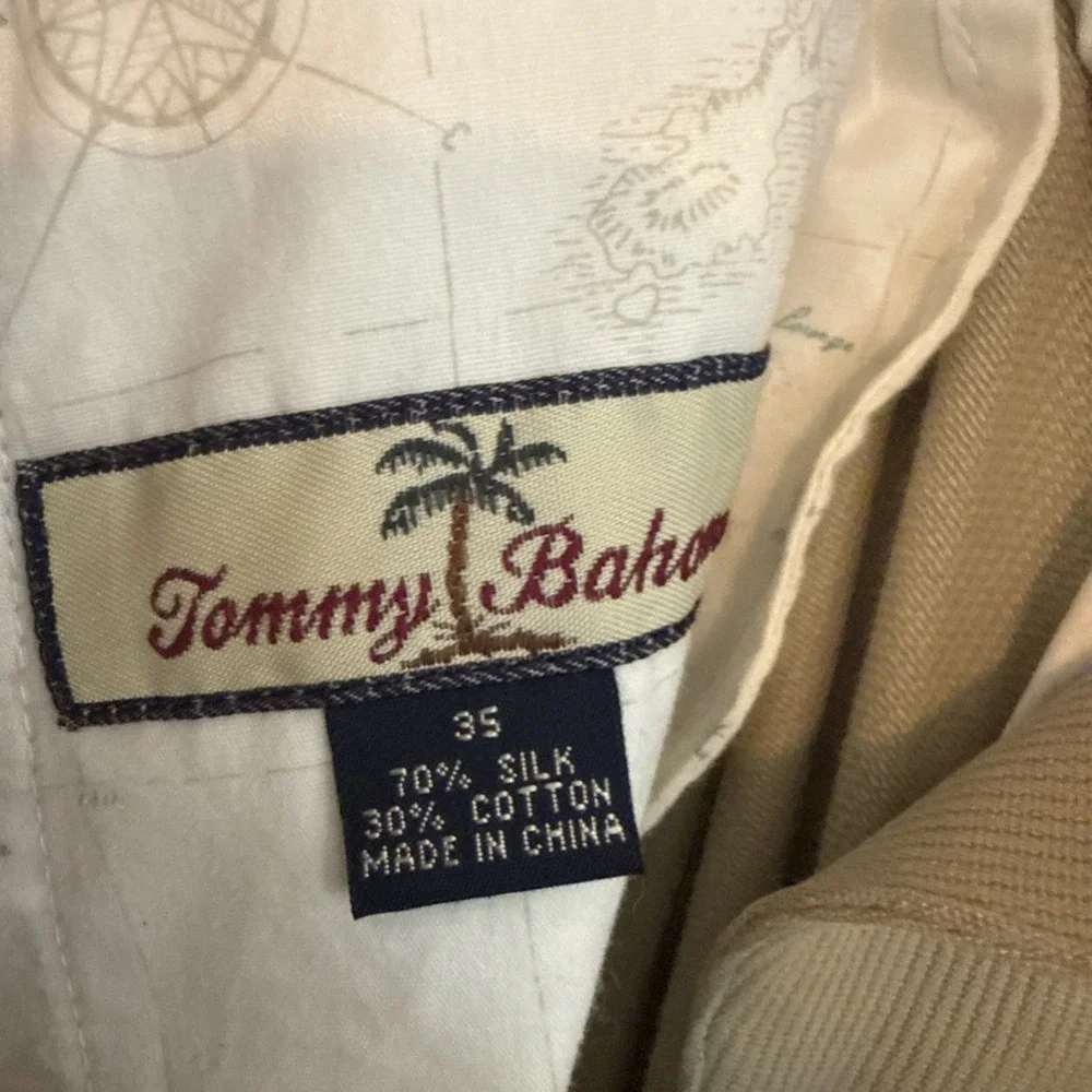 Tommy Bahama Relax Silk Blend Pleated Dress Pants Slacks Khaki Tan Mens 35x30